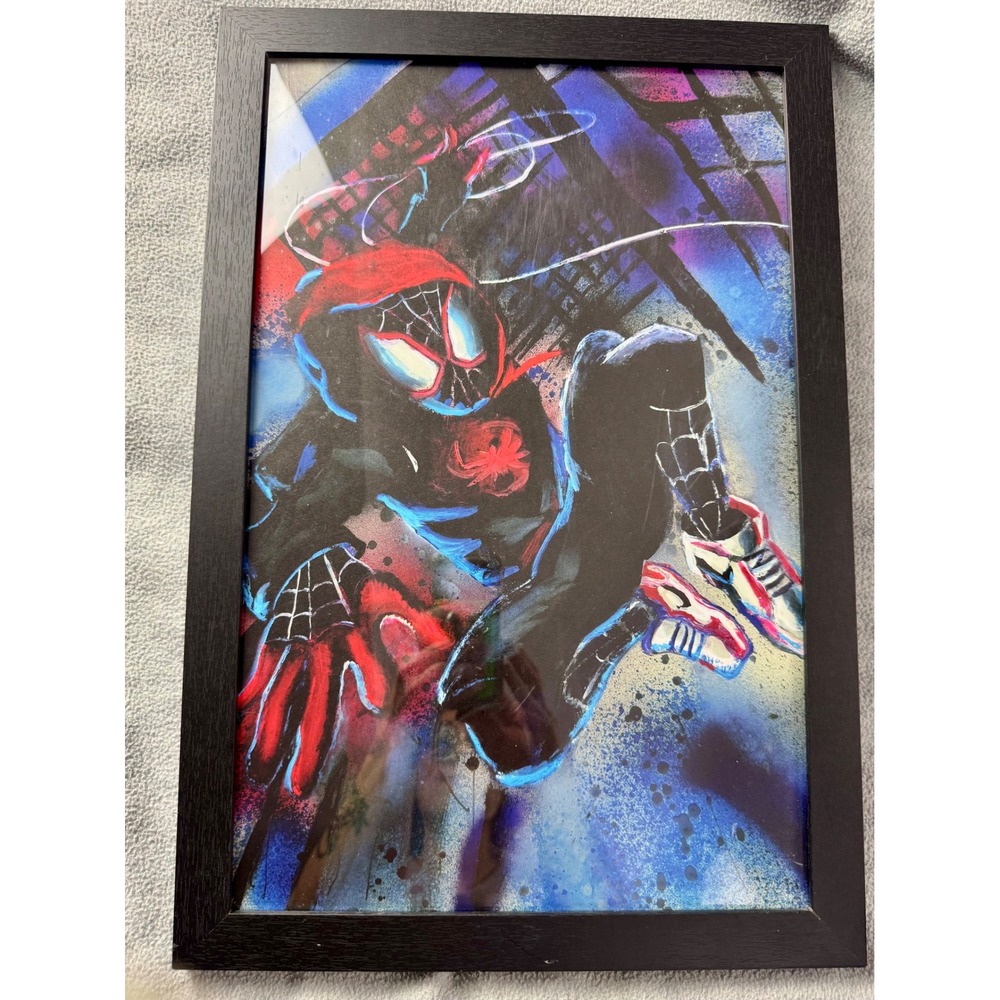 Miles Morales Spider-Man Framed Fan Art Print‎ Marvel Spider-Verse Wall Decor